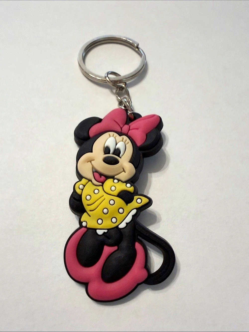 Disney Minnie Mouse Soft Touch PVC Keychain Pink & Yellow